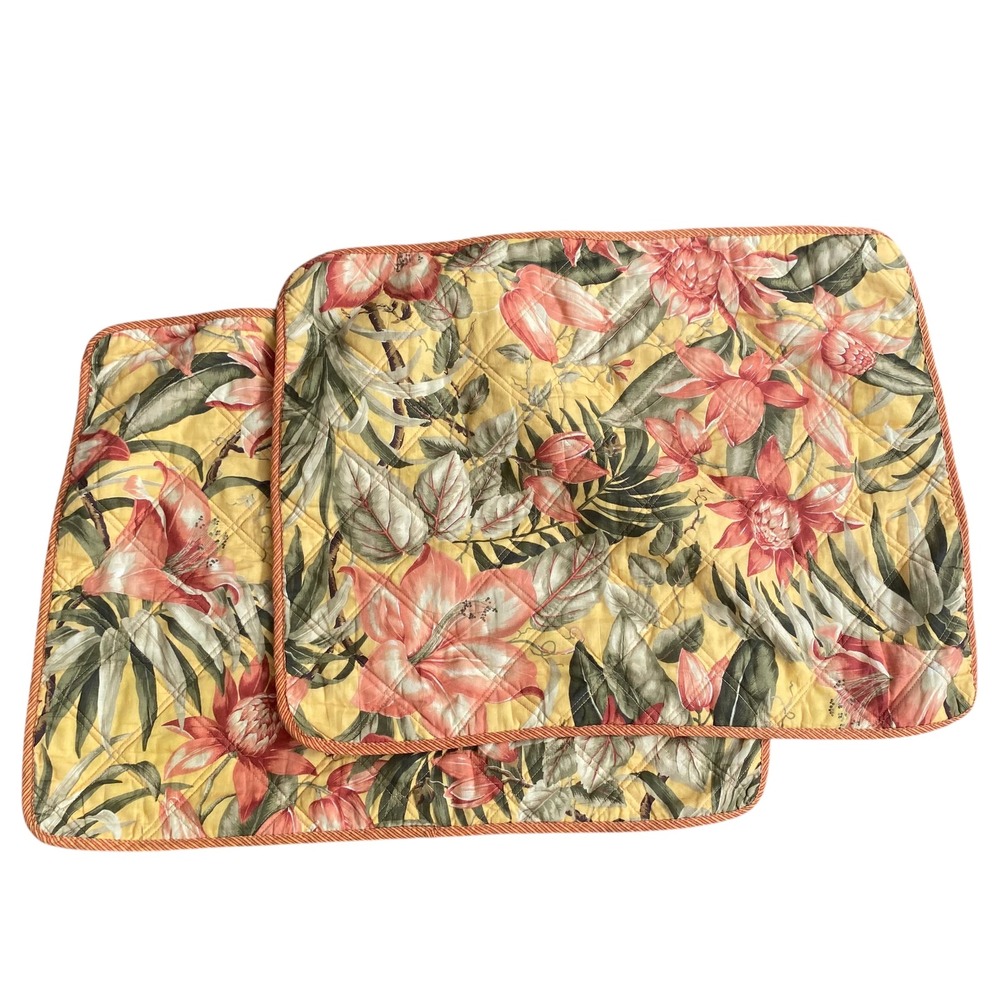 Tommy Bahama Home Tropical Floral Quilted Reversible Standard Pillow Shams Set 2